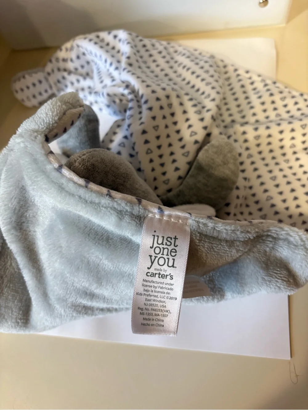 Carter's Gray and White Elephant Lovey Blanket baby